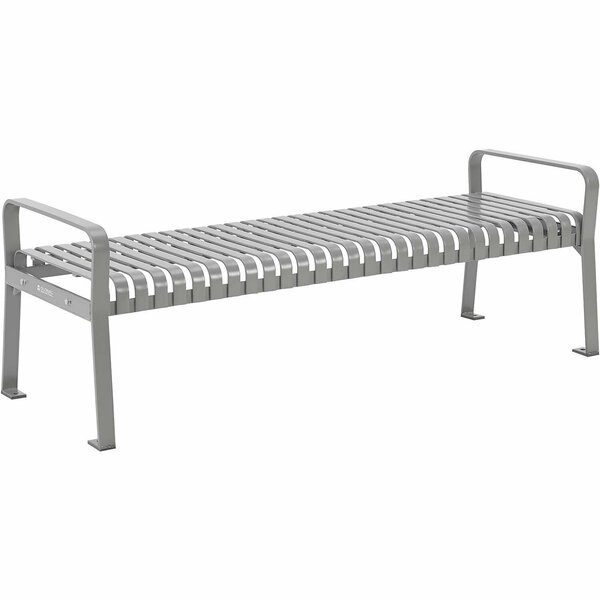 Global Industrial 4ft Outdoor Bench, Backless, Vertical Steel Slat, Gray 262112GYKD